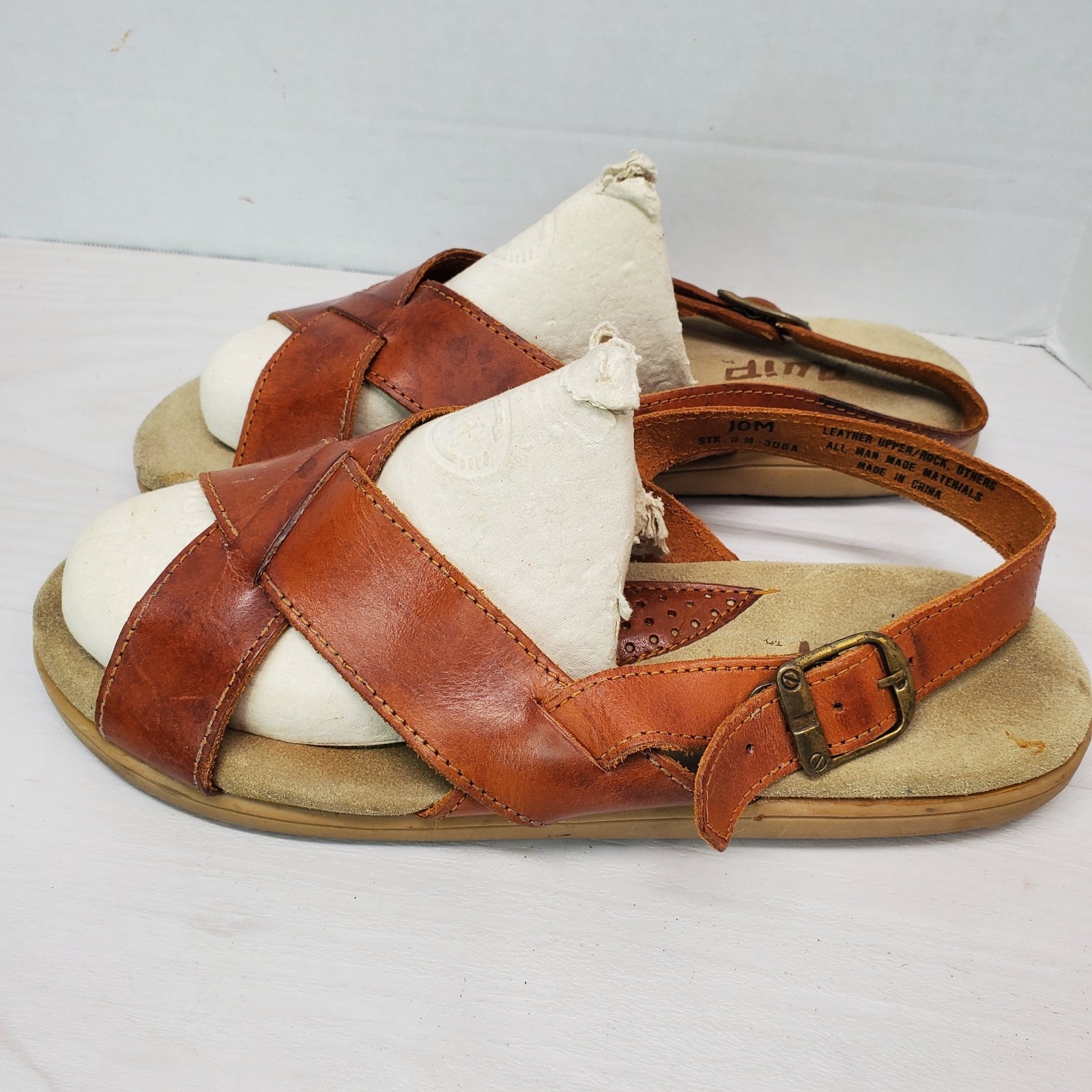 Quip Brown Leather Sandals Women 10 M Boho Lagen Look Minimalist Retro Look — image 2 of 8